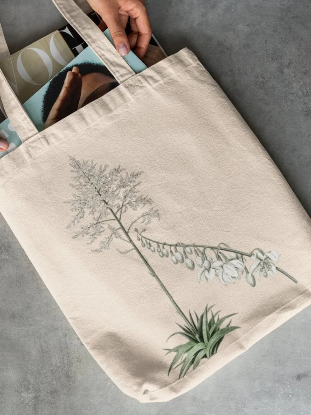 Giant Cabuya Vintage Floral Print Graphic Canvas Tote Bag